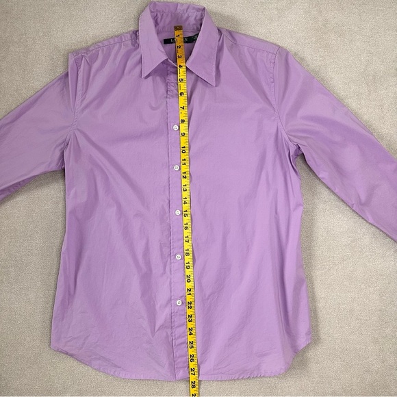 Lauren Ralph Lauren Cotton Long Sleeve Button Down. Purple. Medium. - Picture 7 of 8